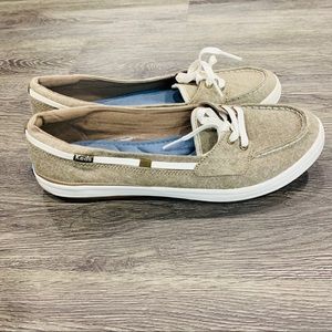 Keds Tan Ortholite Slip on Front Tie Boat Shoes